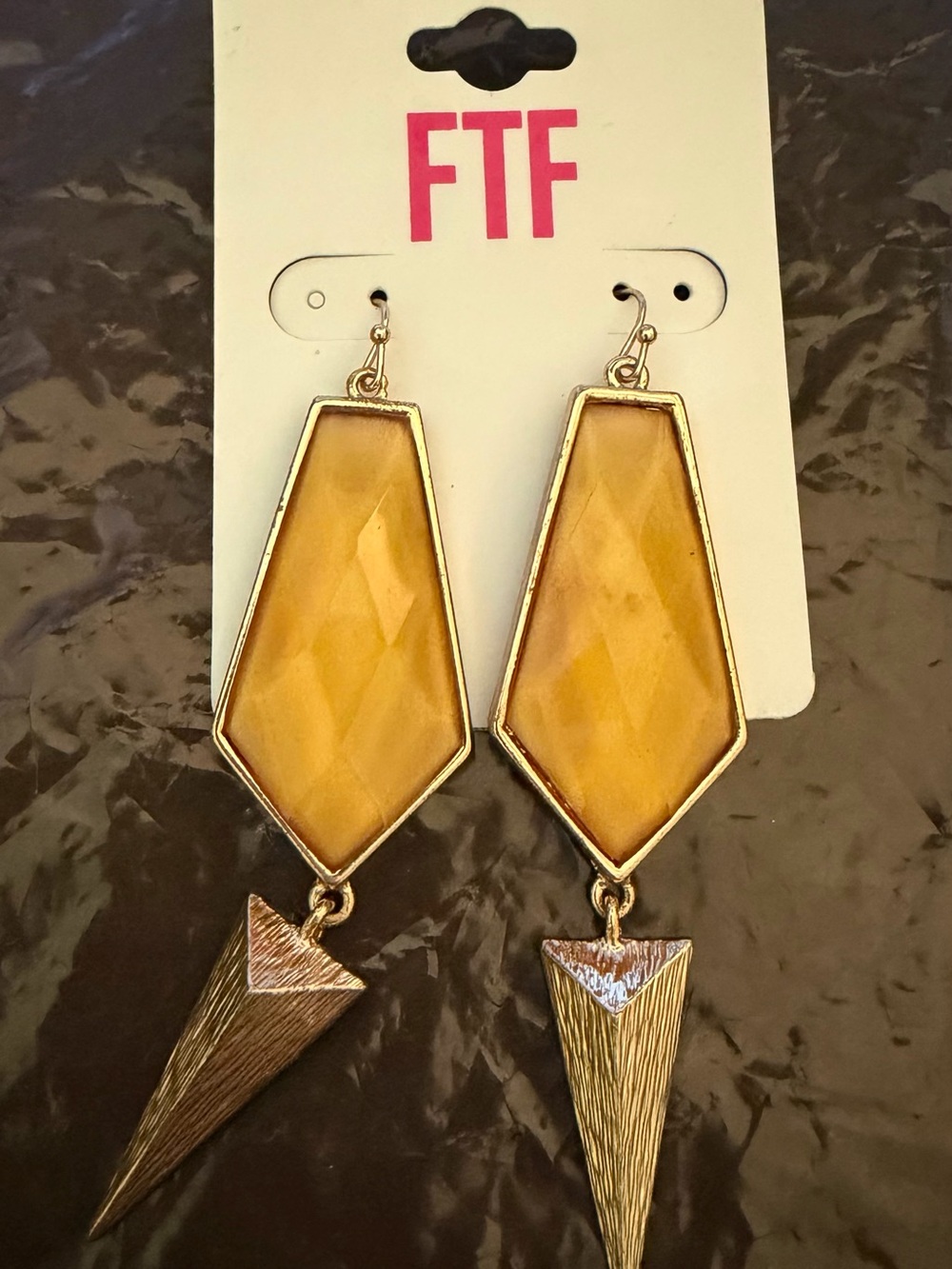 Fashion to Figure Gold-Tone Earrings with Mustard Yellow Faceted Stones